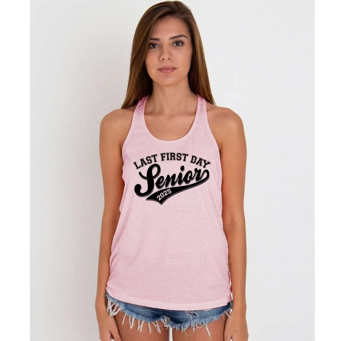 Last First Day Senior 2025 Graduate Graduation Women's Knotted Racerback Tank