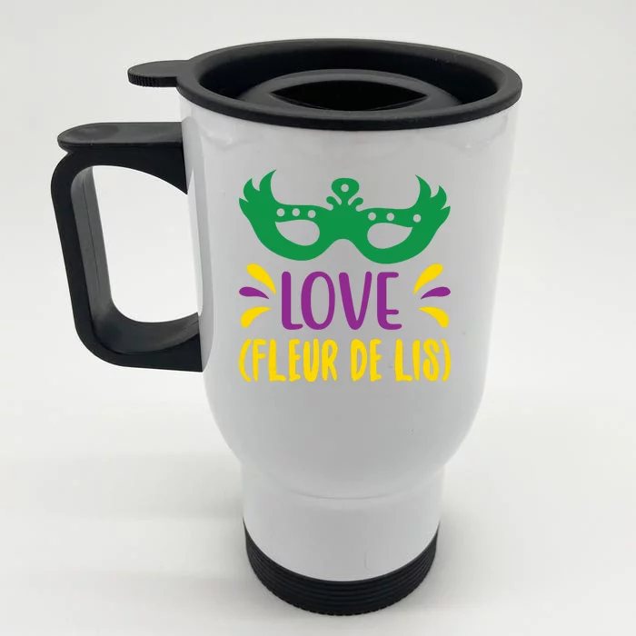 Love Fleur De Lis Front & Back Stainless Steel Travel Mug