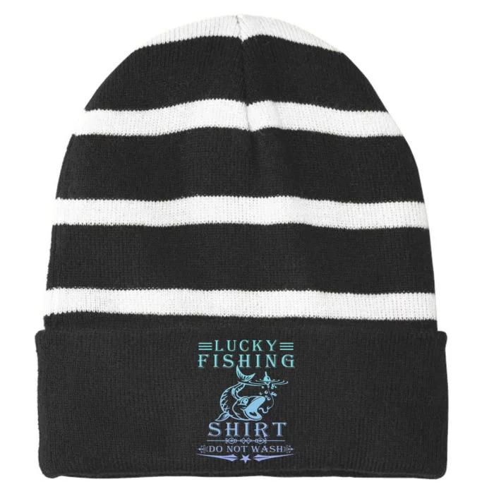 Lucky Fishing Do Not Wash Striped Beanie with Solid Band