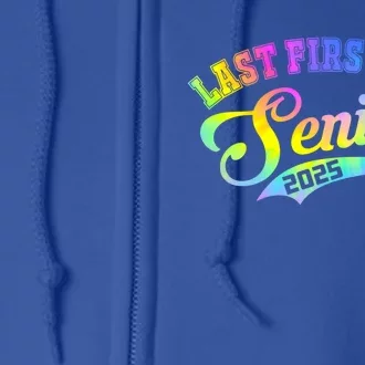 Last First Day Senior 2025 Class Of 2025 Seniors Tie Dye Great Gift Full Zip Hoodie