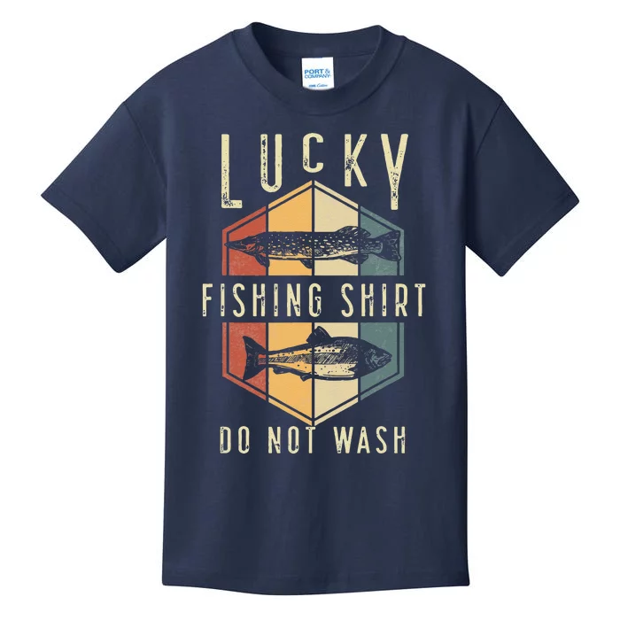 Lucky Fishing Do Not Wash Fathers Day Fisherman Dad Kids T-Shirt