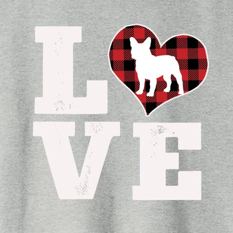 Love Frenchie Dog Lover Funny Gift Buffalo Plaid Valentines Day Gift Women's Crop Top Tee