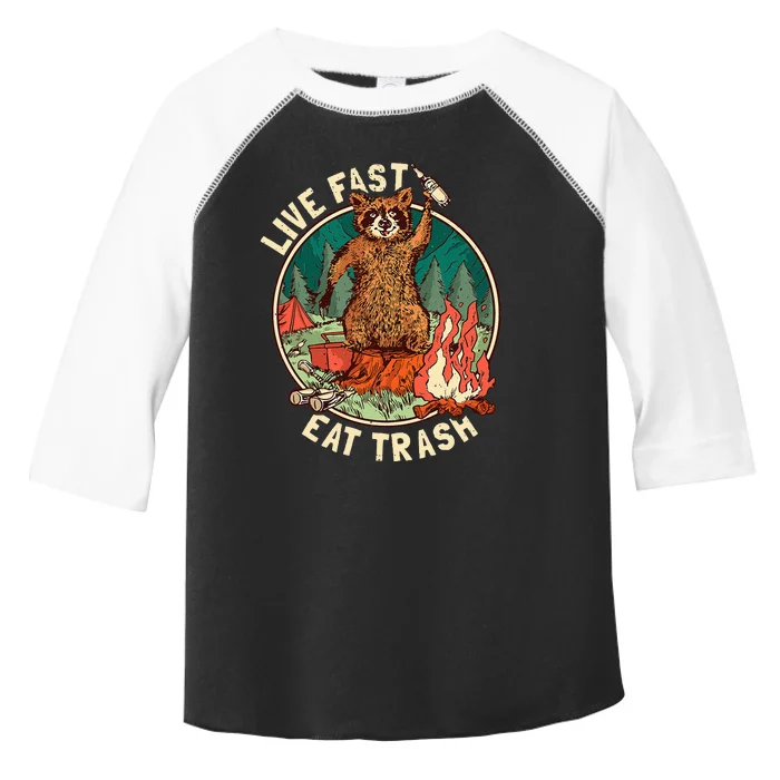 Live Fast Eat Trash Raccoon Camping and Hiking Toddler Fine Jersey T-Shirt