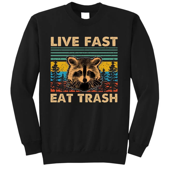 Live Fast Eat Trash Funny Raccoon Camping Vintage Retro Sweatshirt