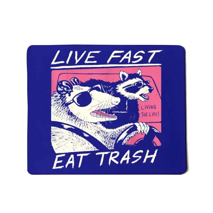 Live Fast Eat Trash And Get Hit By A Car Sunset Raccoon Mousepad