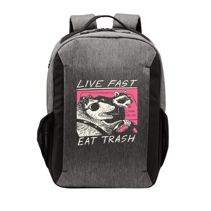 Live Fast Eat Trash And Get Hit By A Car Sunset Raccoon Vector Backpack