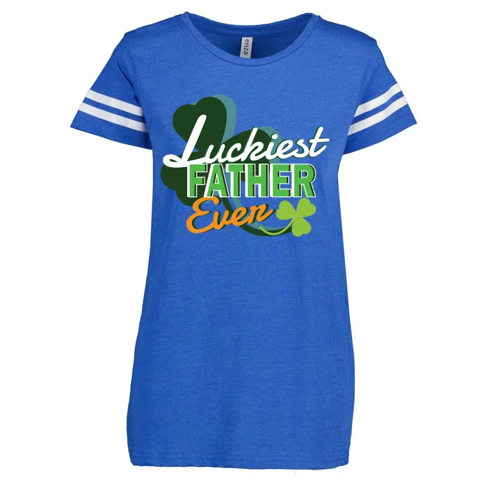 Luckiest Father Ever St Patricks Day Irish Fathersday Gift Enza Ladies Jersey Football T-Shirt