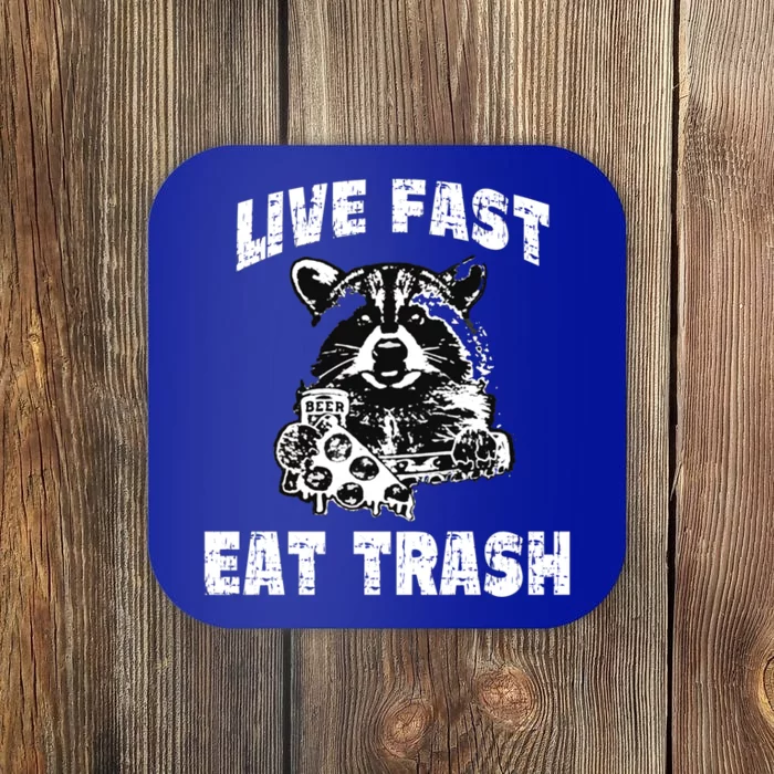 Live Fast Eat Trash Funny Raccoon Vintage Camping Gift Coaster