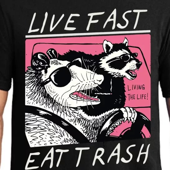 Live Fast Eat Trash Animal Raccoon Pajama Set