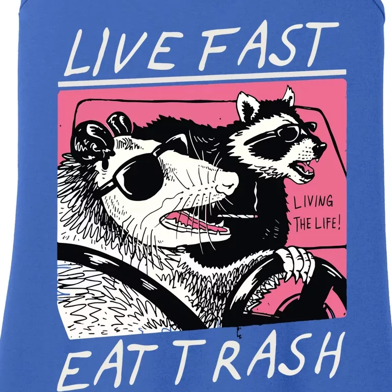 Live Fast Eat Trash Animal Raccoon Ladies Essential Tank