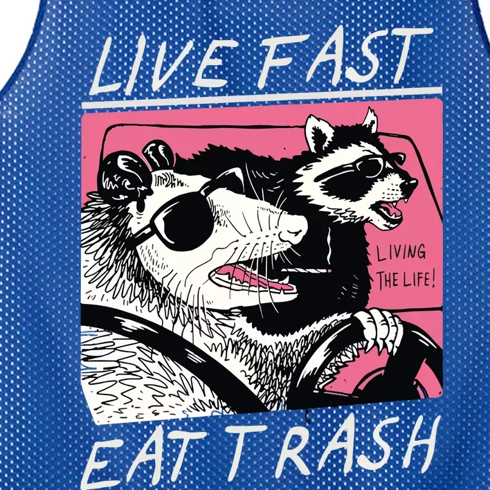 Live Fast Eat Trash Animal Raccoon Mesh Reversible Basketball Jersey Tank