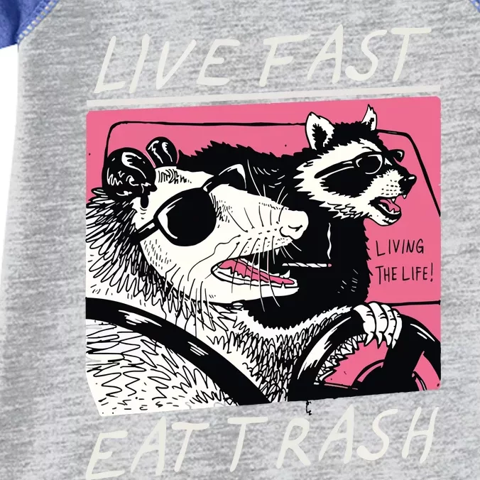 Live Fast Eat Trash Animal Raccoon Infant Baby Jersey Bodysuit