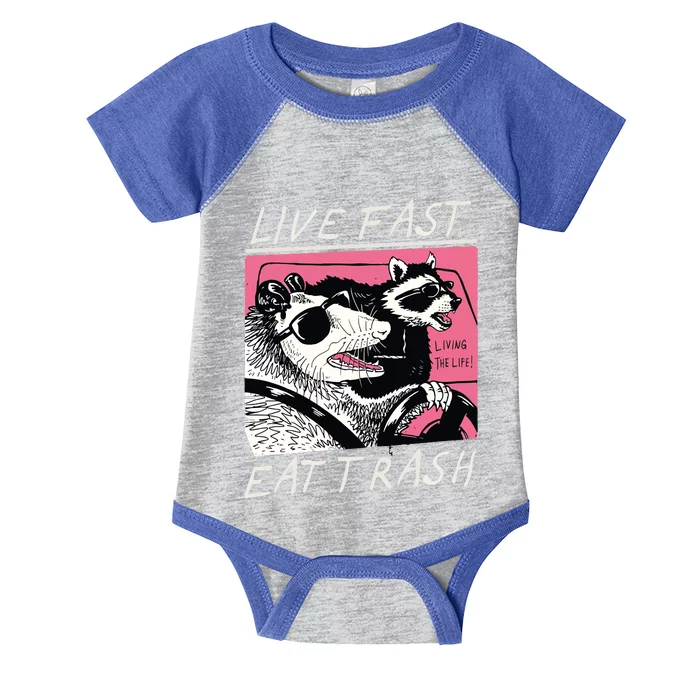 Live Fast Eat Trash Animal Raccoon Infant Baby Jersey Bodysuit