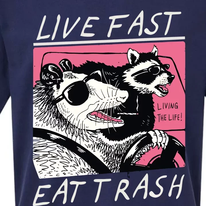 Live Fast Eat Trash Animal Raccoon Sueded Cloud Jersey T-Shirt