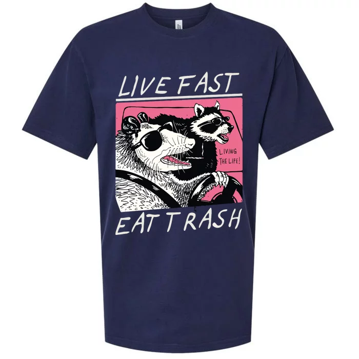 Live Fast Eat Trash Animal Raccoon Sueded Cloud Jersey T-Shirt