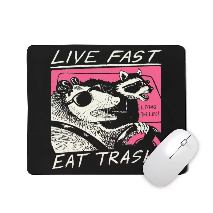 Live Fast Eat Trash And Get Hit By A Car Sunset Raccoon Mousepad