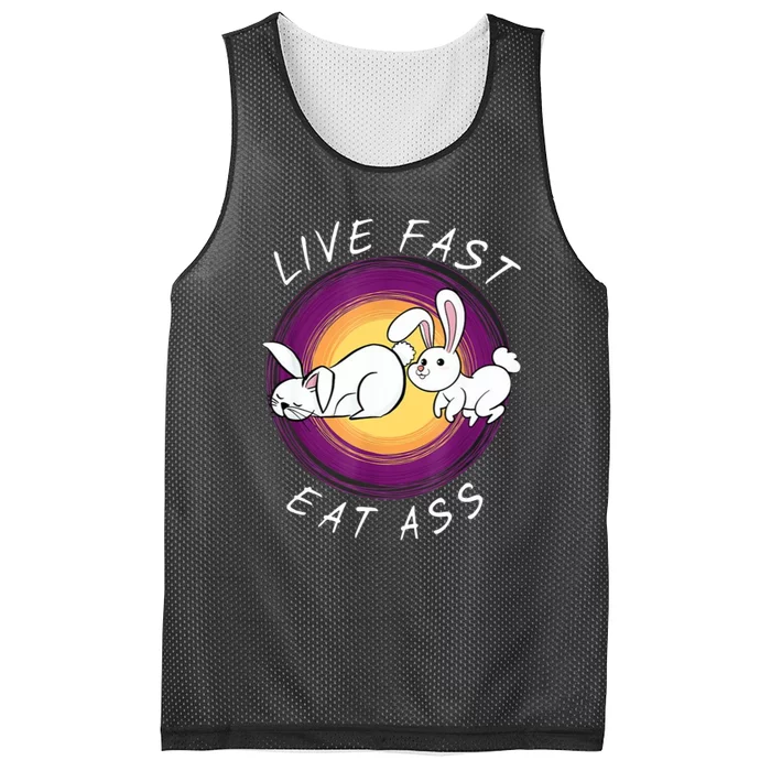 Live Fast Eat Ass Funny Rabbits Bunny Mesh Reversible Basketball Jersey Tank