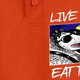 Live Fast Eat Trash Panda Raccoon Opossum Enthusiasts Dry Zone Grid Performance Polo