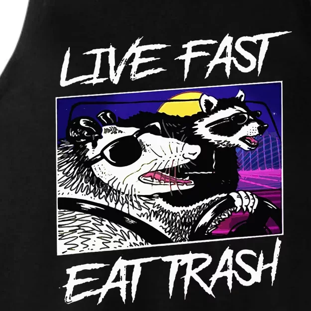 Live Fast Eat Trash Panda Raccoon Opossum Enthusiasts Ladies Tri-Blend Wicking Tank