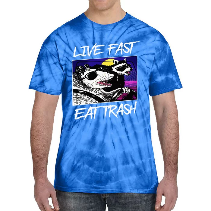 Live Fast Eat Trash Panda Raccoon Opossum Enthusiasts Tie-Dye T-Shirt