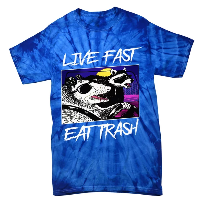 Live Fast Eat Trash Panda Raccoon Opossum Enthusiasts Tie-Dye T-Shirt