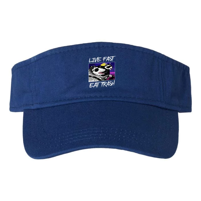 Live Fast Eat Trash Panda Raccoon Opossum Enthusiasts Valucap Bio-Washed Visor