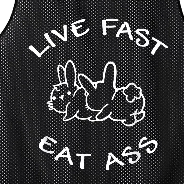 Live Fast Eat Ass Bunny Rabbit Adult Humor Mesh Reversible Basketball Jersey Tank