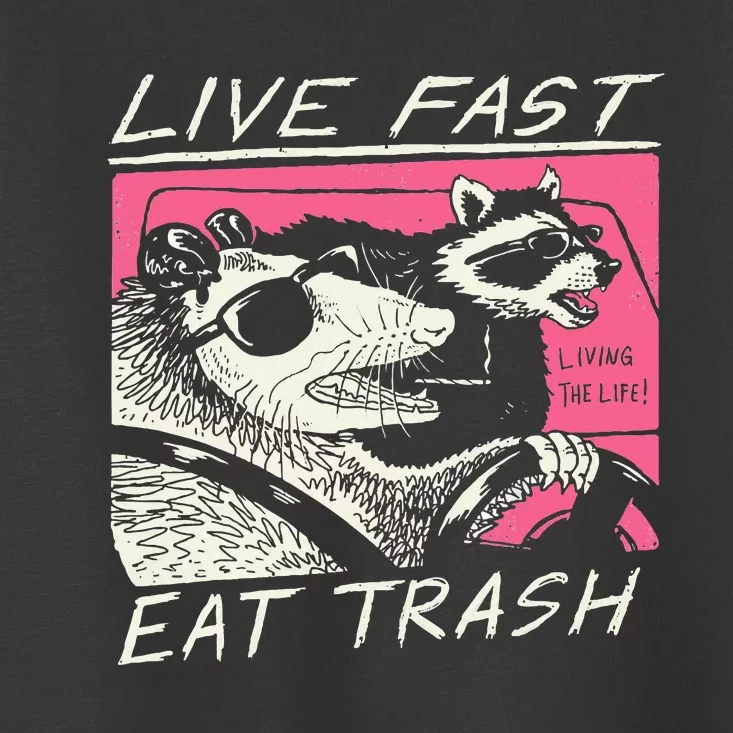 Live Fast Eat Trash And Get Hit By A Car Sunset Raccoon Toddler T-Shirt