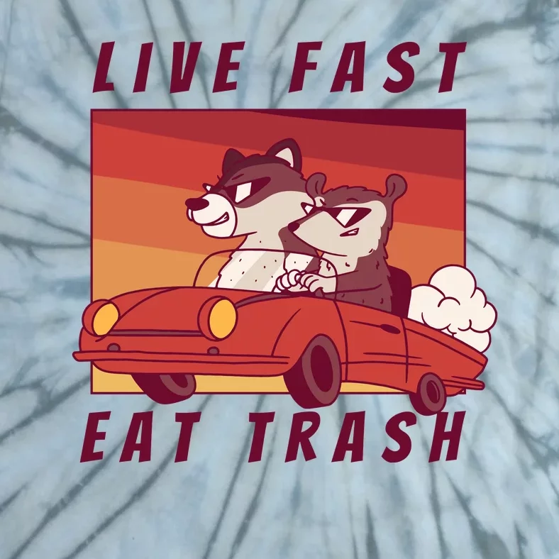 Live Fast Eat Trash Race Car Funny Raccoon Tie-Dye T-Shirt