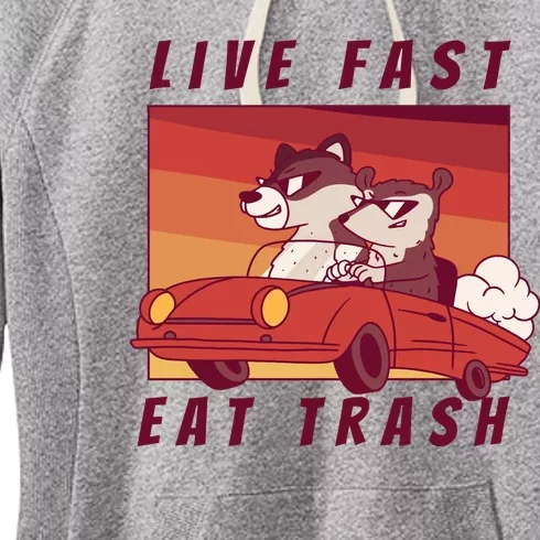 Live Fast Eat Trash Race Car Funny Raccoon Women's Fleece Hoodie