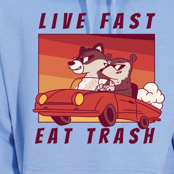 Live Fast Eat Trash Race Car Funny Raccoon Unisex Surf Hoodie