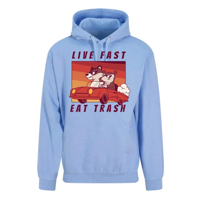 Live Fast Eat Trash Race Car Funny Raccoon Unisex Surf Hoodie