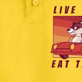 Live Fast Eat Trash Race Car Funny Raccoon Dry Zone Grid Performance Polo