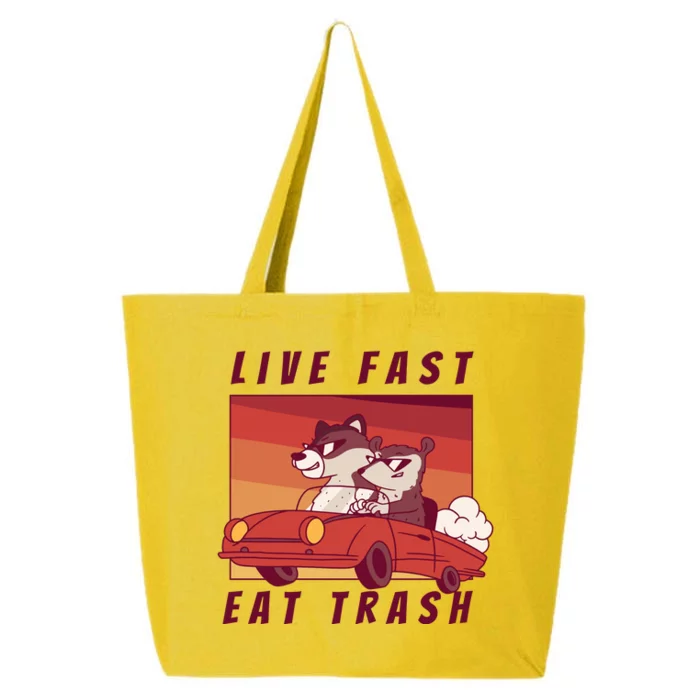 Live Fast Eat Trash Race Car Funny Raccoon 25L Jumbo Tote