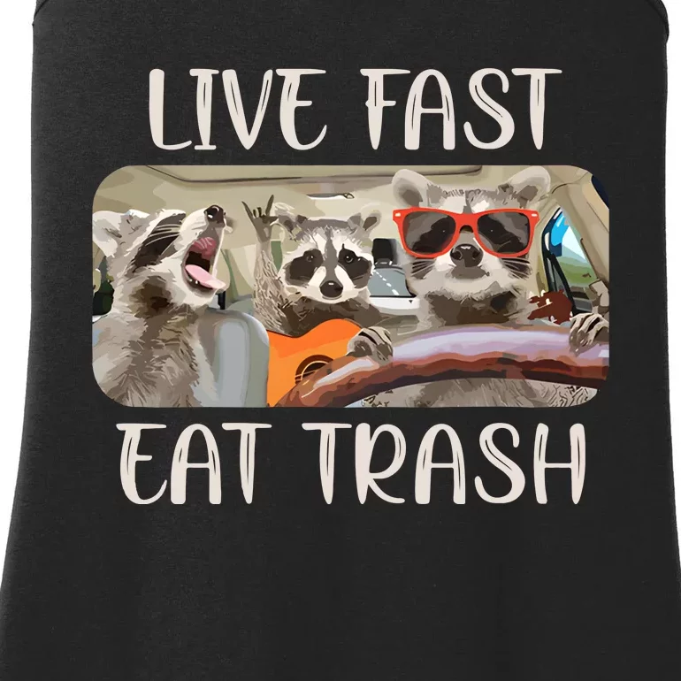 Live Fast Eat Trash Animal Raccoon Ladies Essential Tank