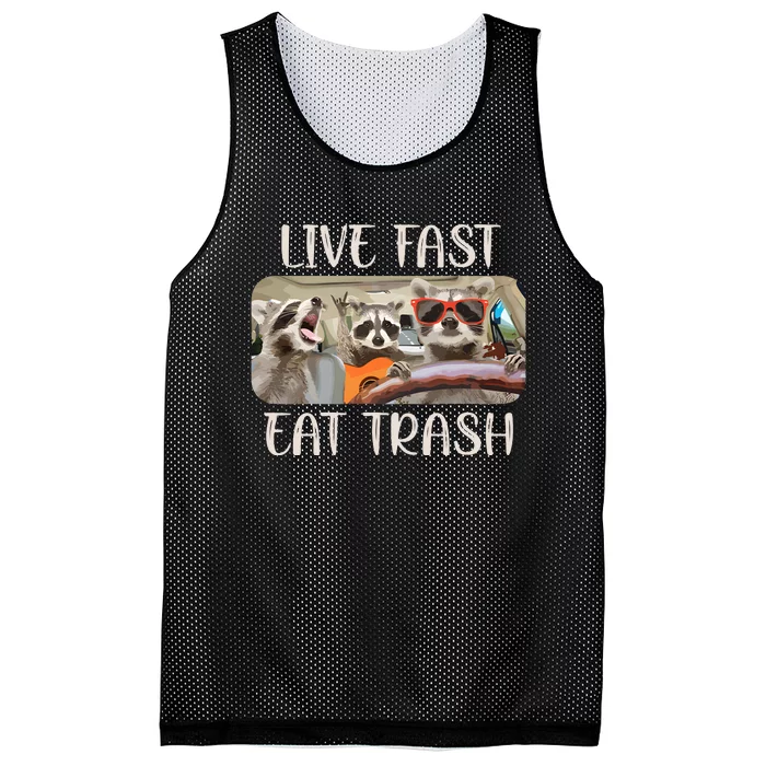 Live Fast Eat Trash Animal Raccoon Mesh Reversible Basketball Jersey Tank