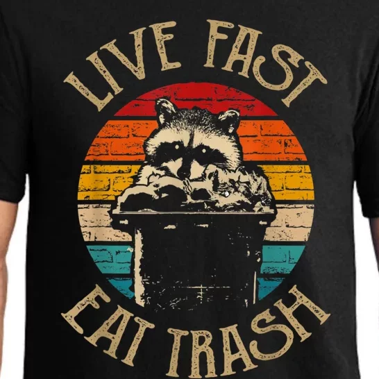 Live Fast Eat Trash Can Raccoon Camping Or Hiking Pajama Set