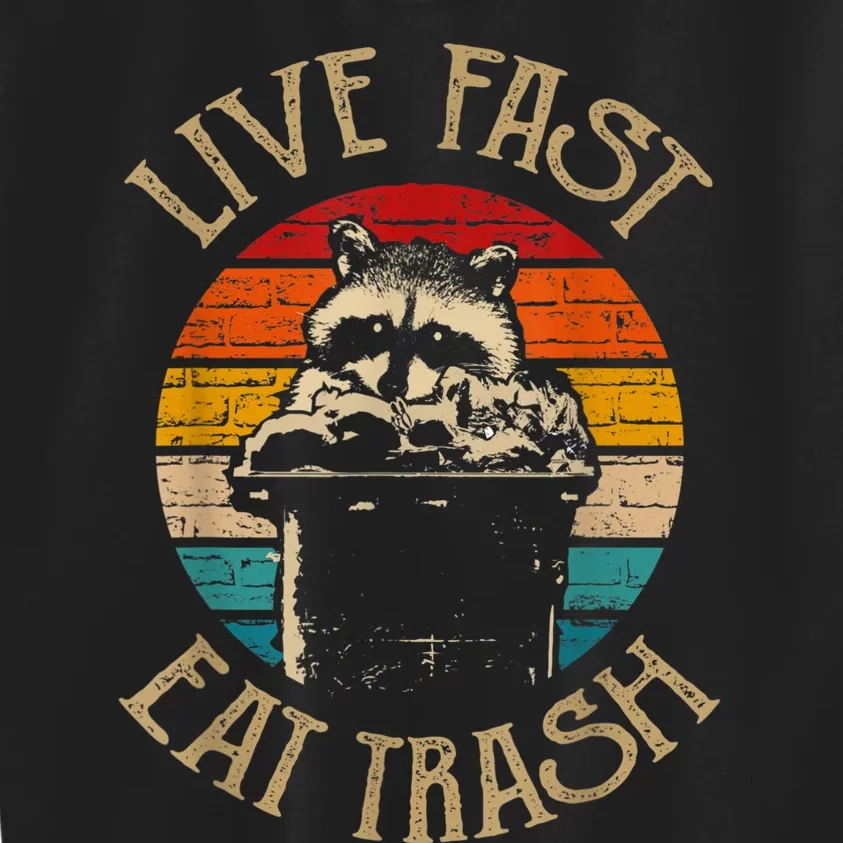 Live Fast Eat Trash Can Raccoon Camping Or Hiking Kids Sweatshirt