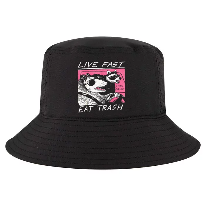 Live Fast Eat Trash And Get Hit By A Car Sunset Raccoon Cool Comfort Performance Bucket Hat