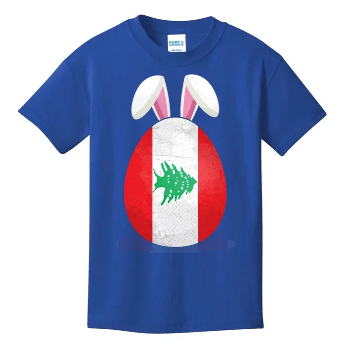 Lebanon Flag Egg Bunny Ears Lebanese Easter Sunday Gift Kids T-Shirt