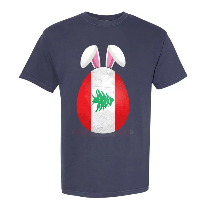 Lebanon Flag Egg Bunny Ears Lebanese Easter Sunday Gift Garment-Dyed Heavyweight T-Shirt