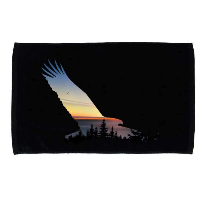 Lovely Flying Eagle Trippy Forest Sky Silhouette Tee Gift Microfiber Hand Towel