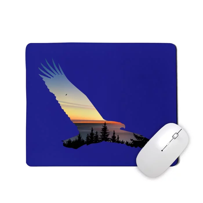 Lovely Flying Eagle Trippy Forest Sky Silhouette Tee Gift Mousepad