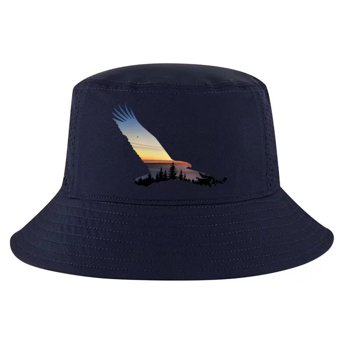 Lovely Flying Eagle Trippy Forest Sky Silhouette Tee Gift Cool Comfort Performance Bucket Hat