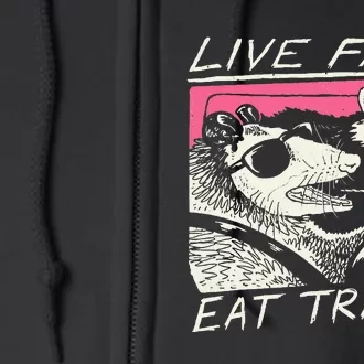 Live Fast Eat Trash And Get Hit By A Car Sunset Raccoon Full Zip Hoodie