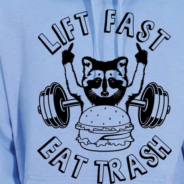 Lift Fast Eat Trash Racoon Gym And Fitness And Gift Unisex Surf Hoodie