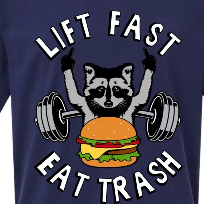 Lift Fast Eat Trash Racoon Gym And Fitness And Gift Sueded Cloud Jersey T-Shirt