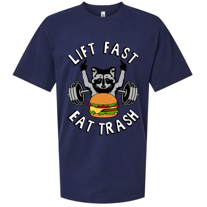 Lift Fast Eat Trash Racoon Gym And Fitness And Gift Sueded Cloud Jersey T-Shirt