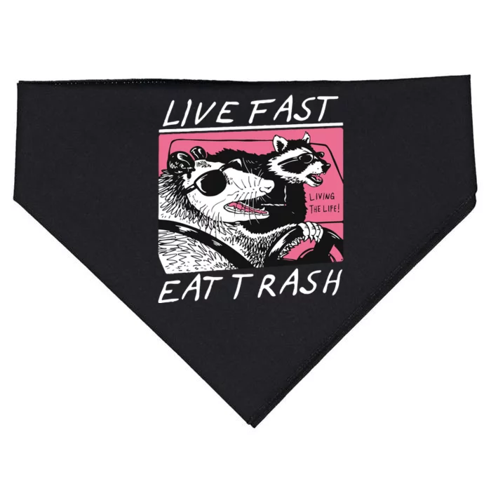 Live Fast Eat Trash Animal Funny Raccoon USA-Made Doggie Bandana