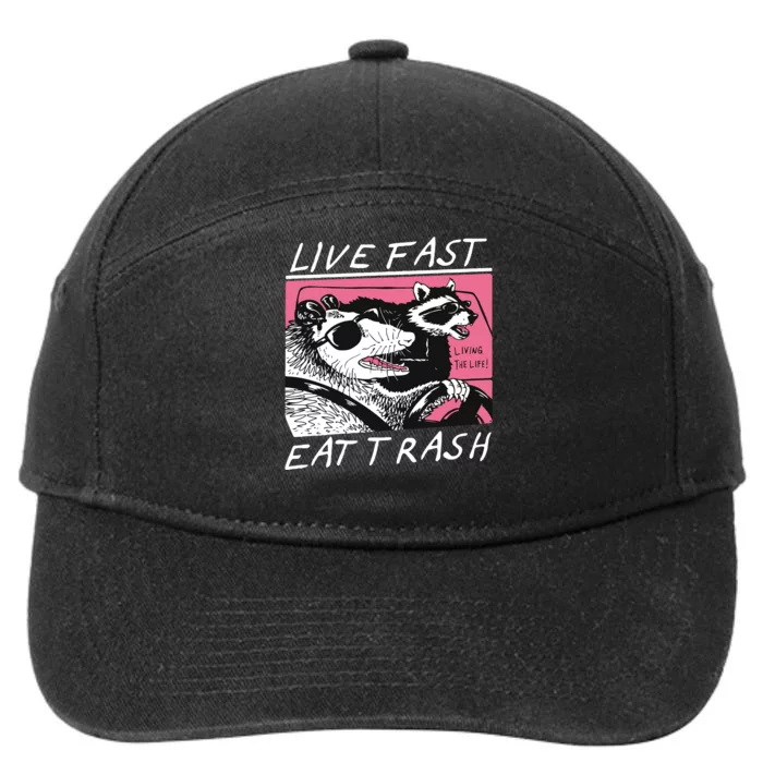 Live Fast Eat Trash Animal Funny Raccoon 7-Panel Snapback Hat